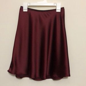 Wine red silk skirt NWOT